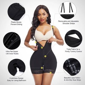 New Black Full Body Shaper / Waist Trainer W Straps
